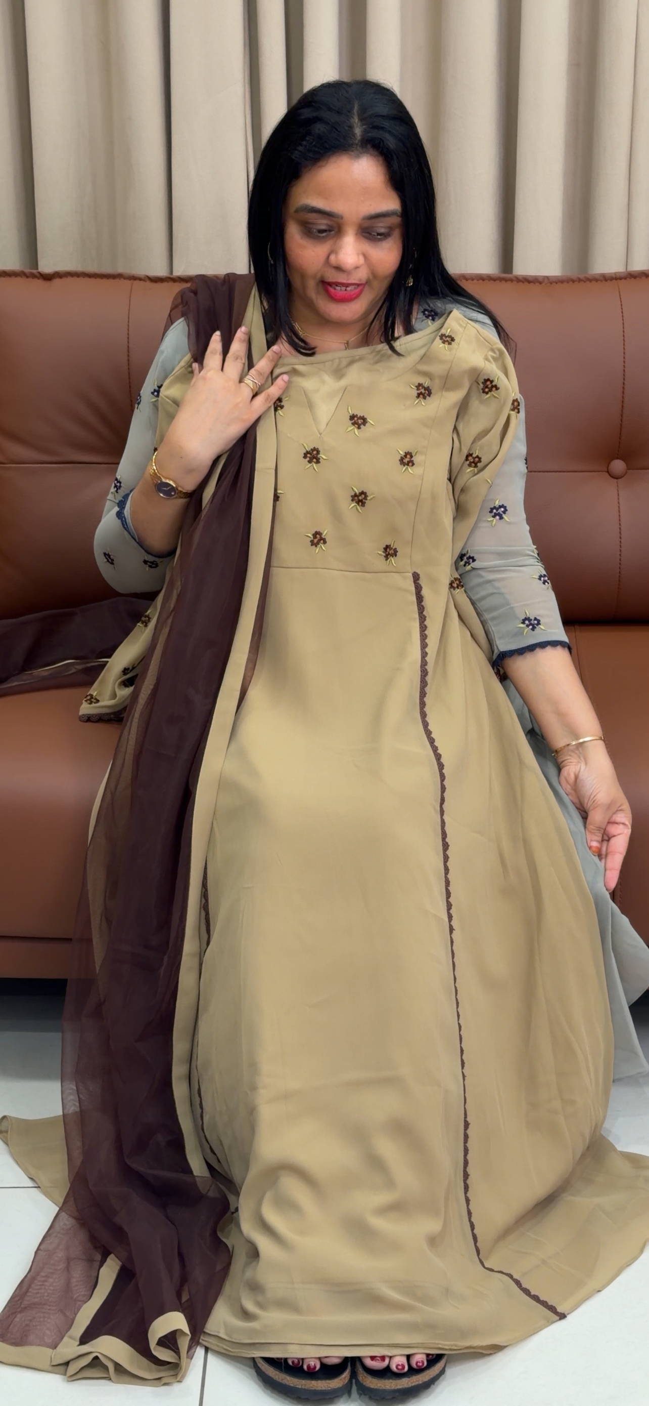 IHA'S IN-HOUSE FAUX GEORGETTE ALINE TOP AND DUPATTA - IHA 33994