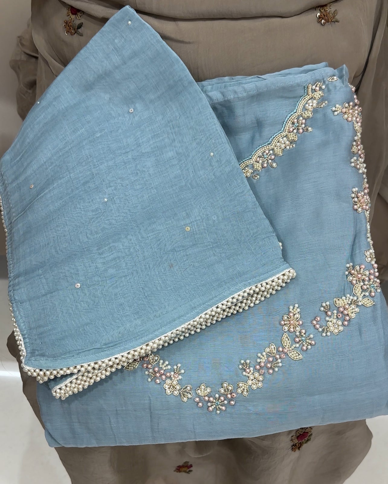 SILK CHANDERI UNSTITCHED SALWAR SUITS - IHA 27065