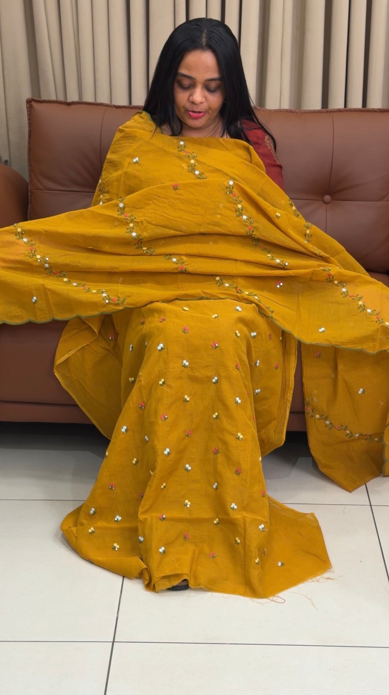 MUL CHANDERI UNSTITCHED SALWAR SUITS - IHA 34702