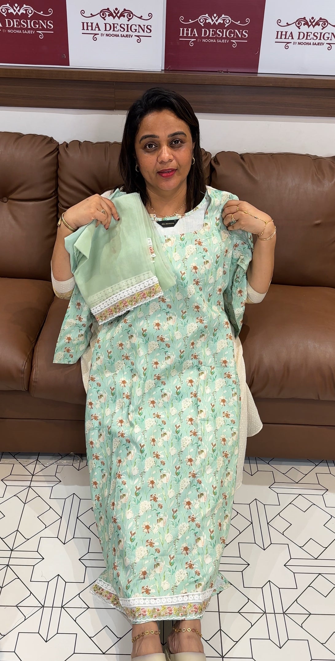 PRINTED COTTON TOP , BOTTOM AND DUPATTA - IHA 24707