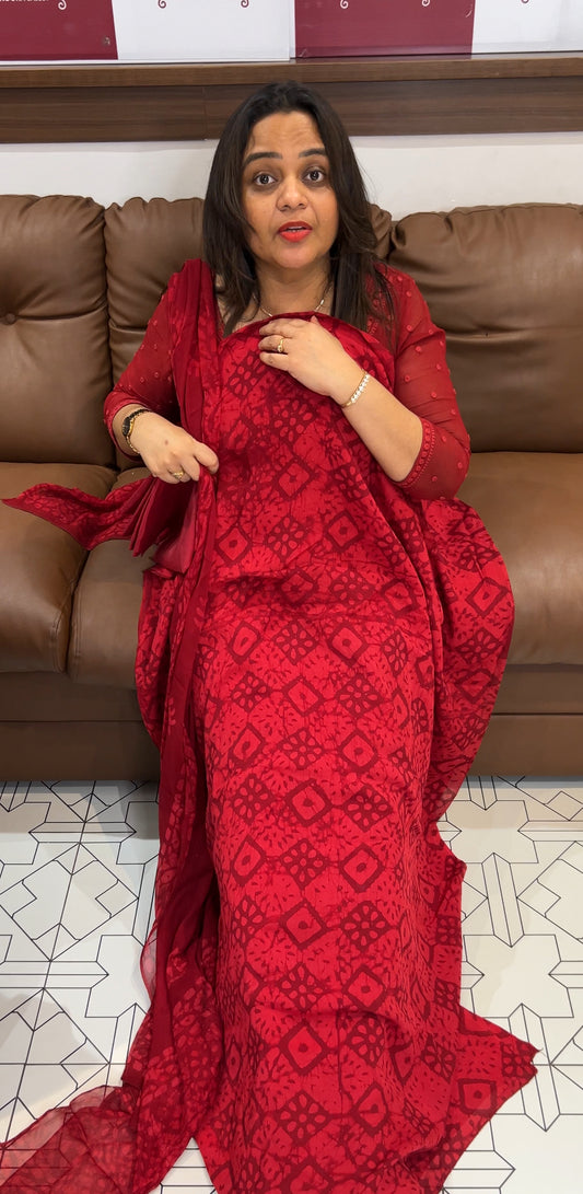 BATIK PRINTED UNSTITCHED SALWAR SUITS - IHA 22745