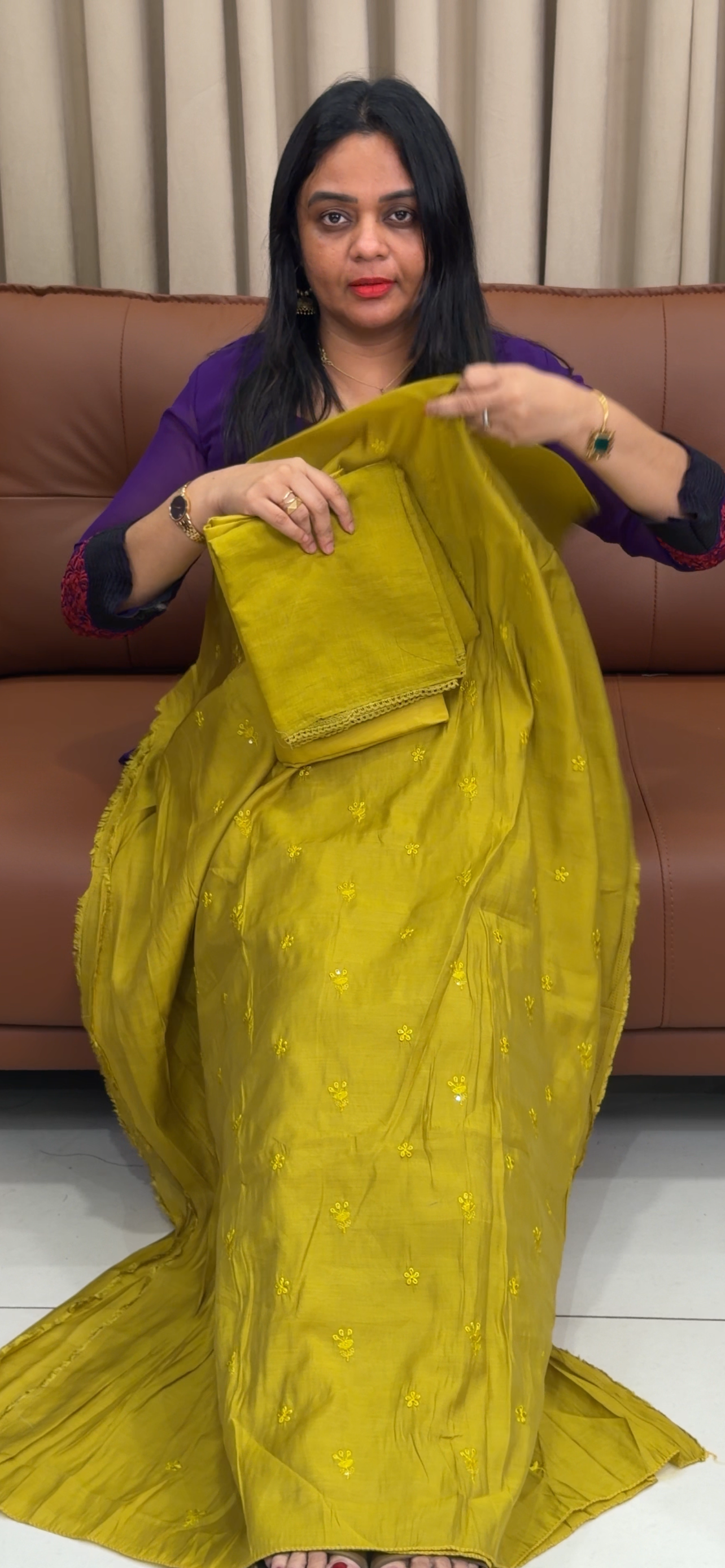 MUL CHANDERI UNSTITCHED  SALWAR SUITS - IHA 33688