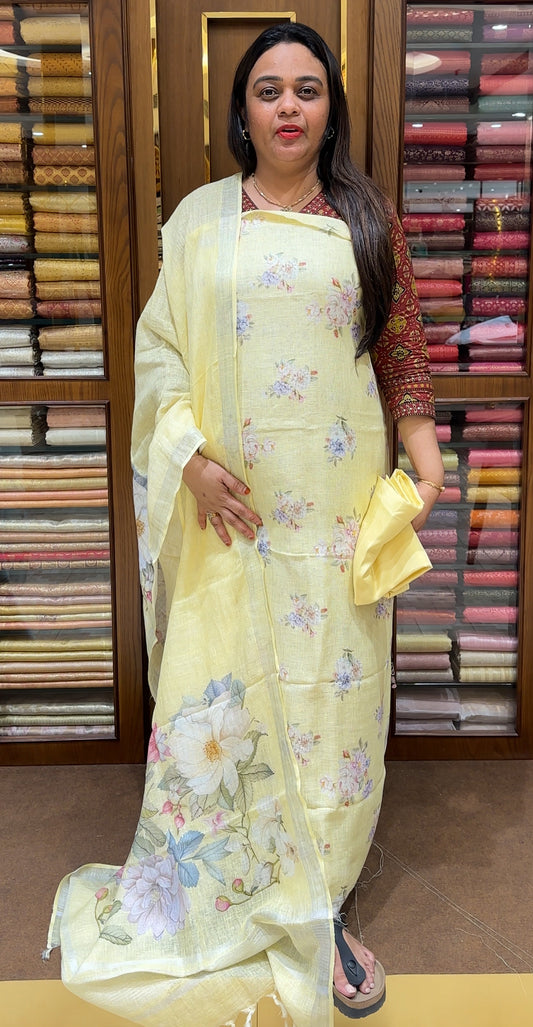 DIGITAL PRINTED LINEN UNSTITCHED SALWAR SUITS - IHA 22638