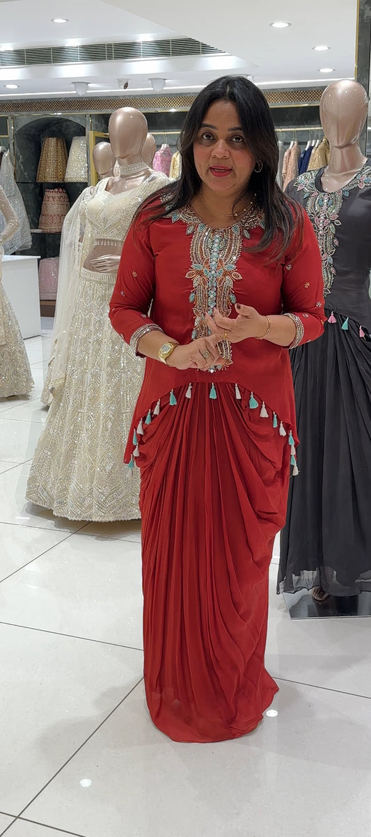 DRAPED GOWN AND JACKET- IHA 27009