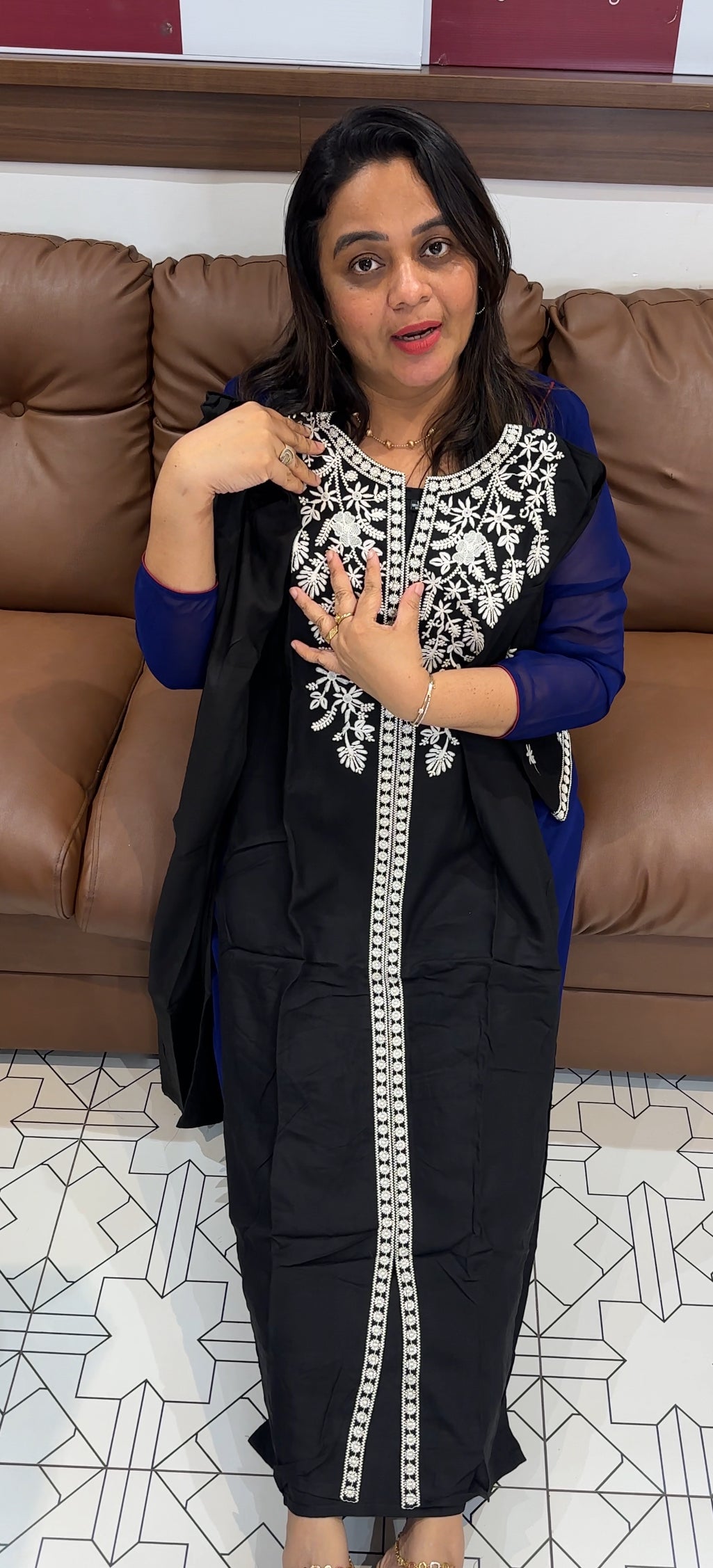 LUCKNOWI CHIKANKARI TOP AND BOTTOM - IHA 27876