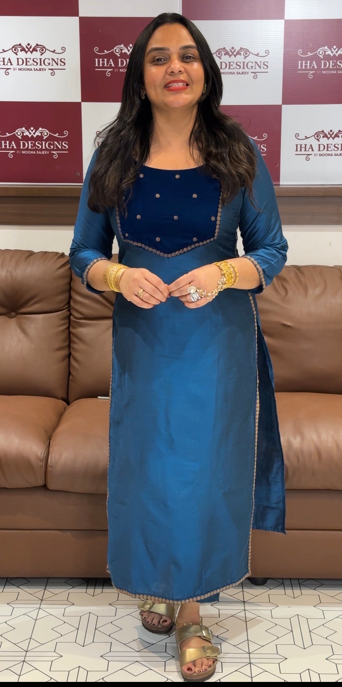 SEMI RAW SILK TOP AND BPOTTOM - IHA 33176
