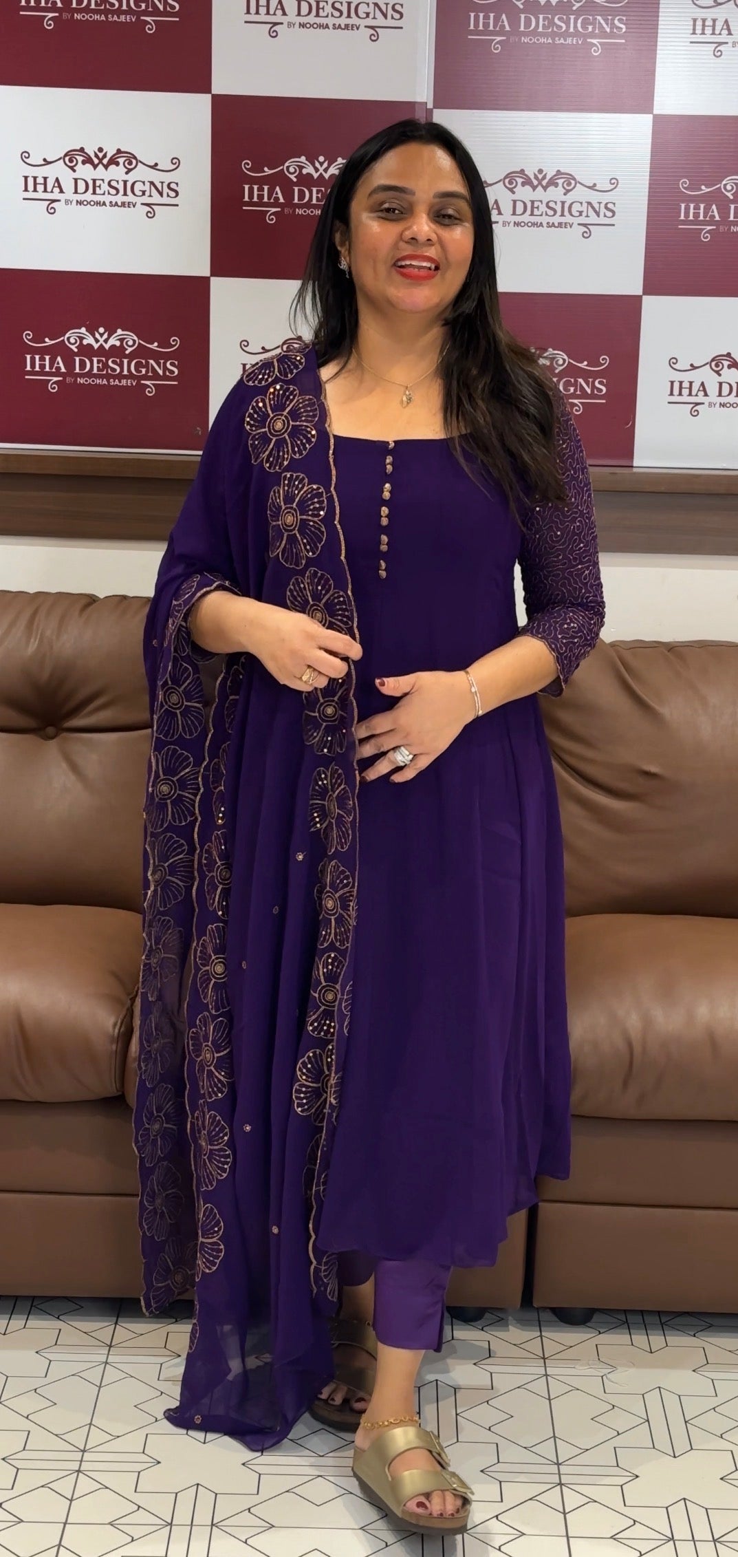 IHA'S IN-HOUSE ANARKALI TOP, BOTTOM AND DUPATTA - IHA 35093