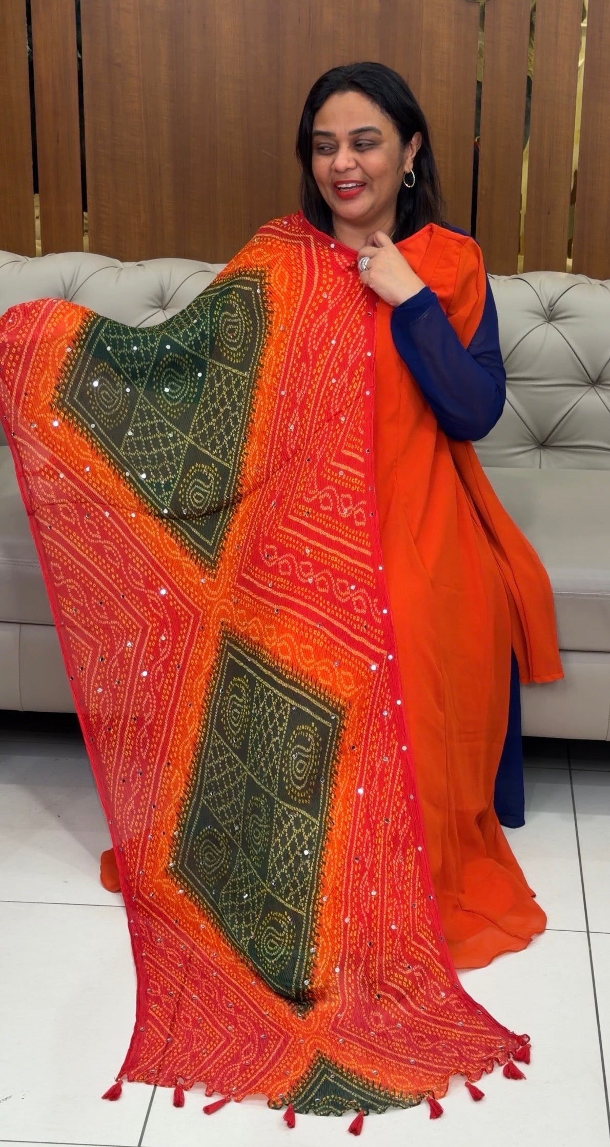 IHA'S IN-HOUSE GEORGETTE ALINE TOP AND DUPATTA - IHA 32308