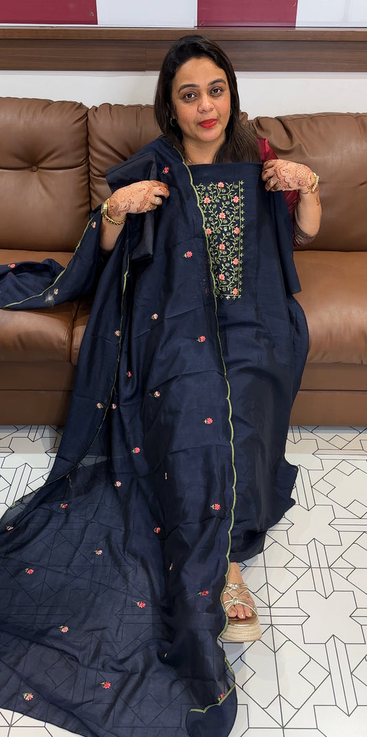 SEMI SILK UNSTITCHED SALWAR SUITS - IHA 24390
