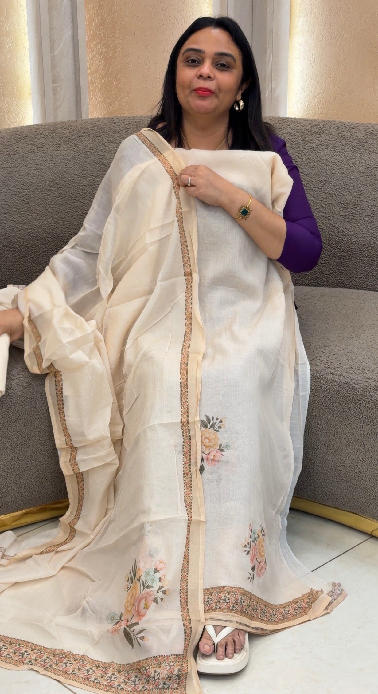 MUL CHANDERI UNSTITCHED SALWAR SUITS - IHA 33502