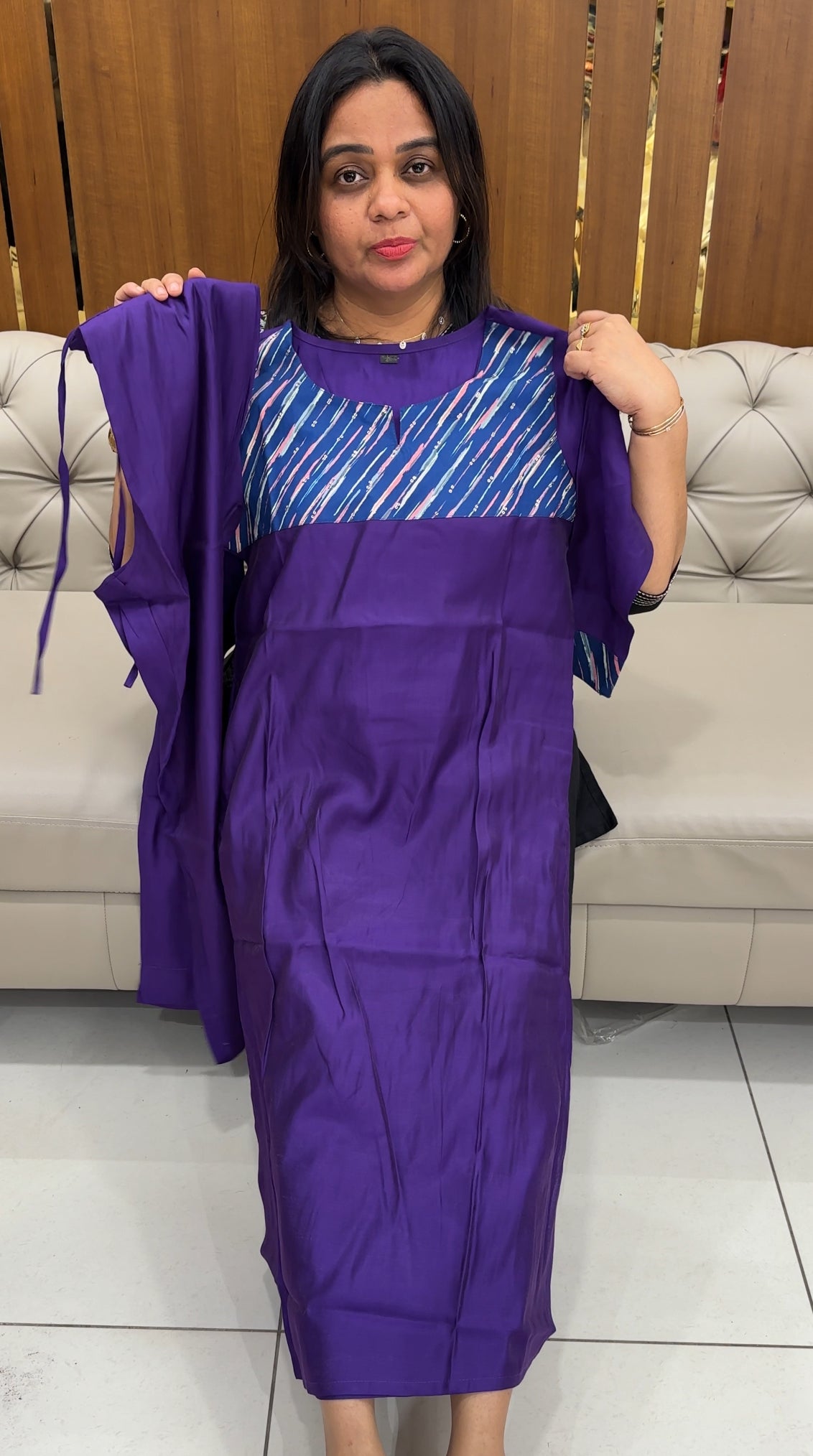 COTTON LONG SLITTED TOP AND BOTTOM - IHA 28344