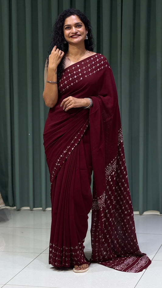 GEORGET PRINTED SAREES - IHA 30965