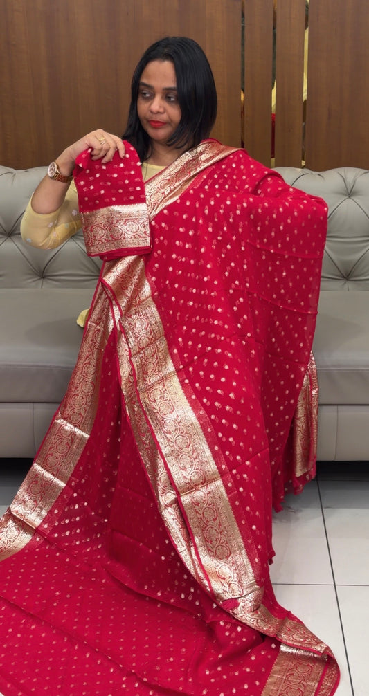 GEORGETTE BANAR5ASI SAREES - IHA 31998