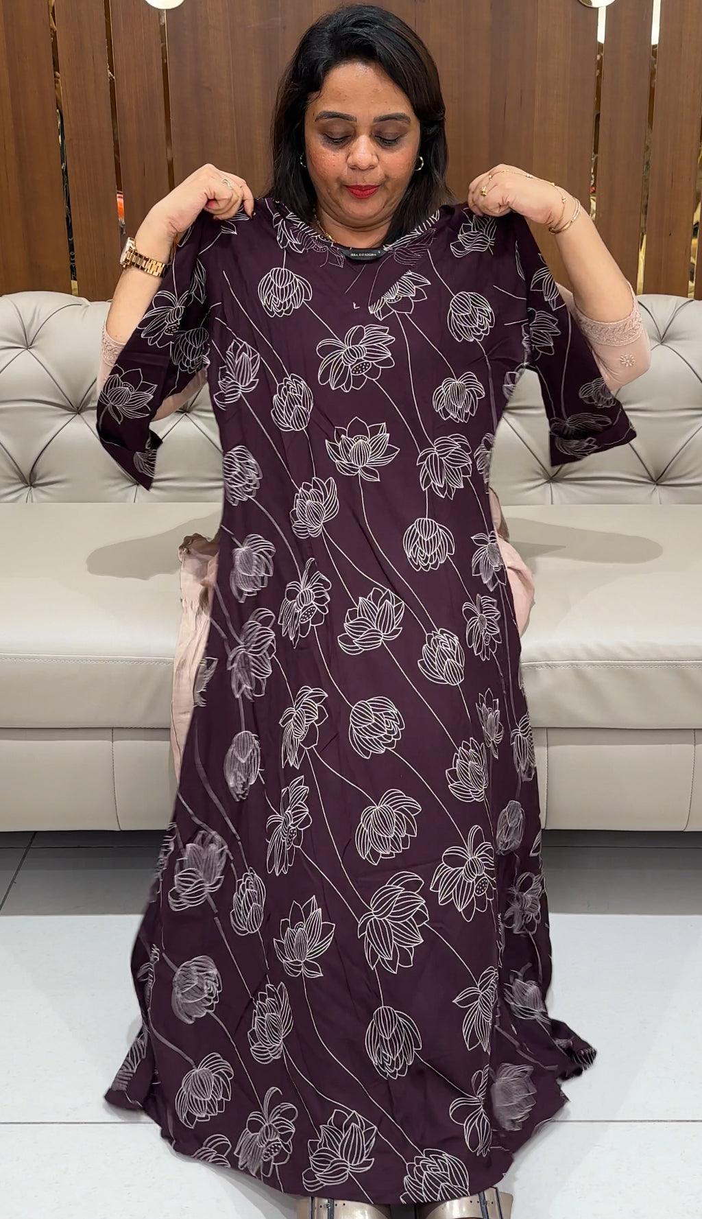 PRINTEED LONG ALINE TOPS - IHA 24221