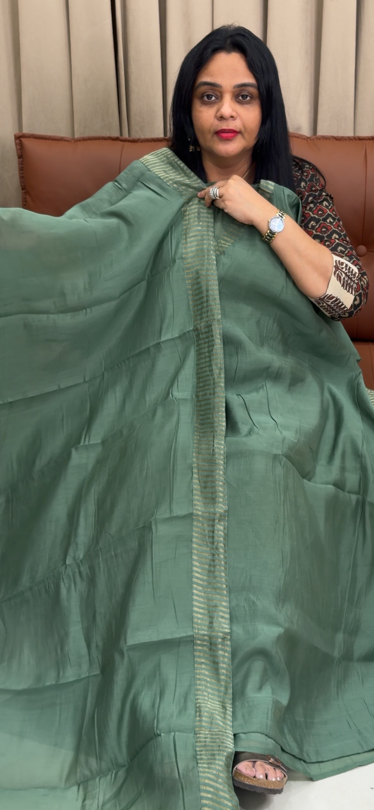 MUL CHANDERI UNSTITCHED SALWAR SUITS - IHA 35728