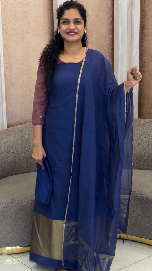 MUL CHANDERI UNSTITCHED SALWAR SUITS - IHA 33292