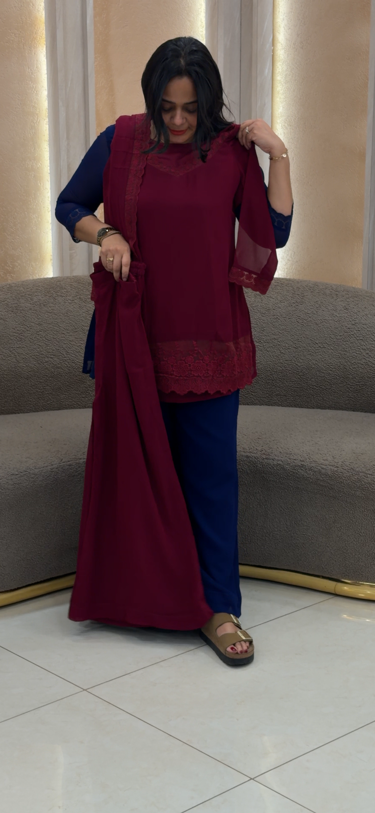 IHA'S IN-HOUSE  SHORT CO-ORDS SETS WITH DUPATTA  - IHA 33702