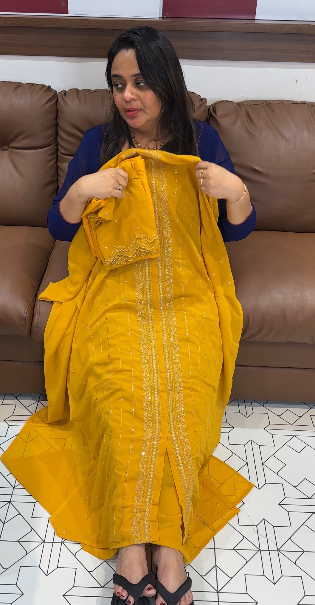 FAUX GEORGETTE UNSTITCHED SALWAR SUIST - IHA 27895