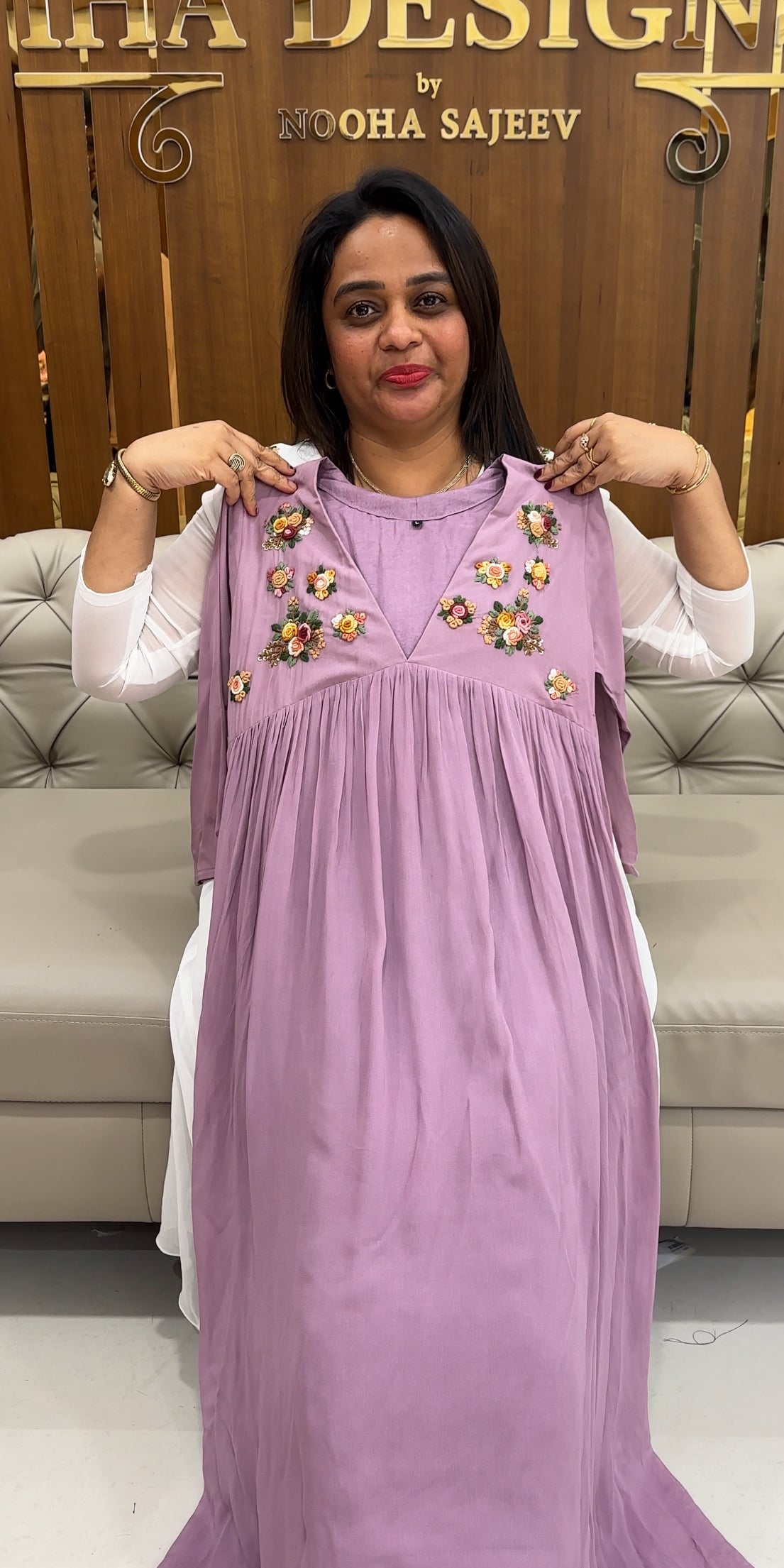 HAND WORKED GEORGETTE ALINE TOPS - IHA 25784
