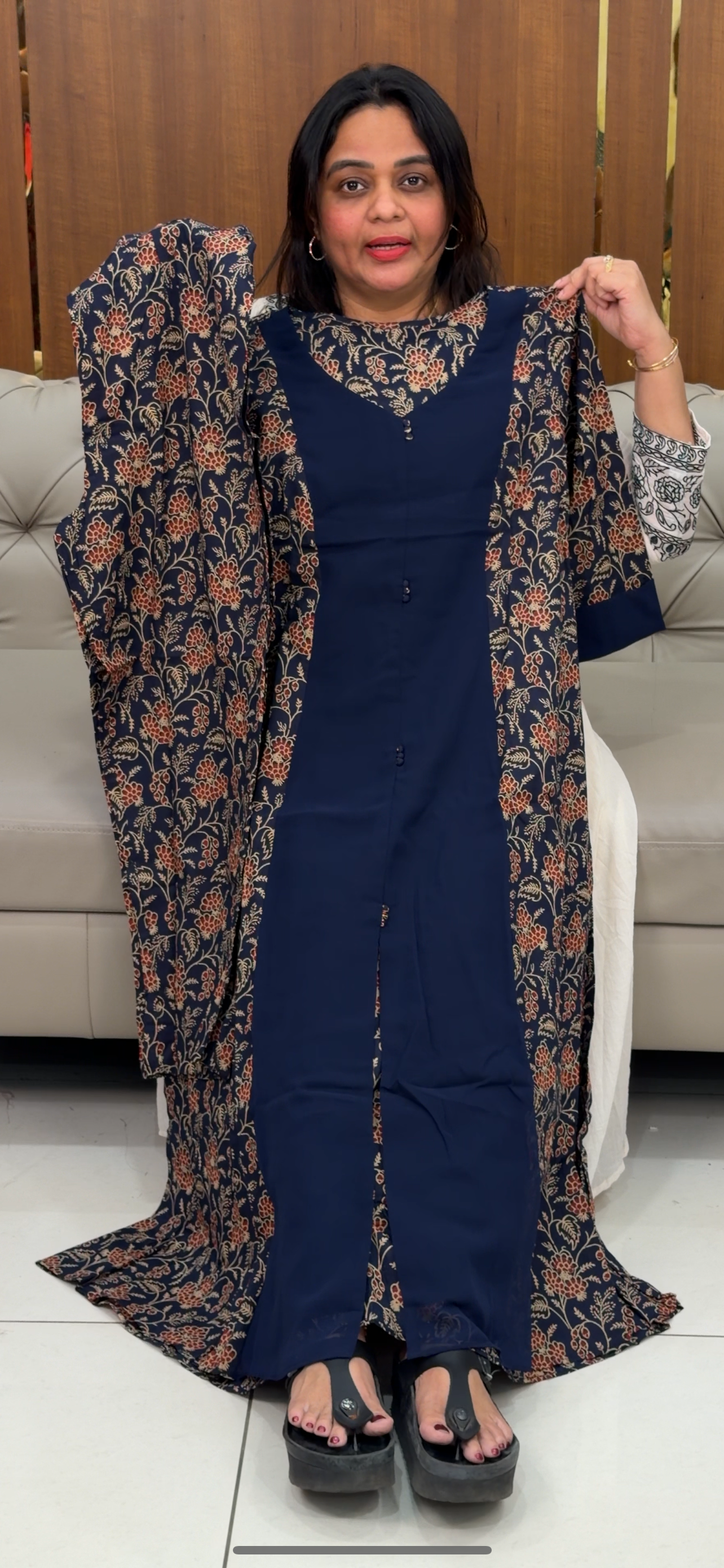 IHA’S IN-HOUSE PRINTED LONG A-LINE TOP AND BOTTOM  - IHA 28917