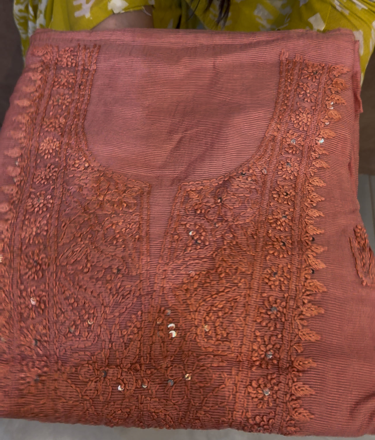 LUCKNOWI CHIKANKARI UNSTITCHED SALWAR SUITS - IHA 24375