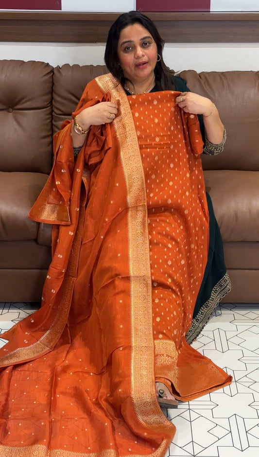 VISCOSE ORGANZA UNSTITCHED SALWAR SUITS - IHA 27388