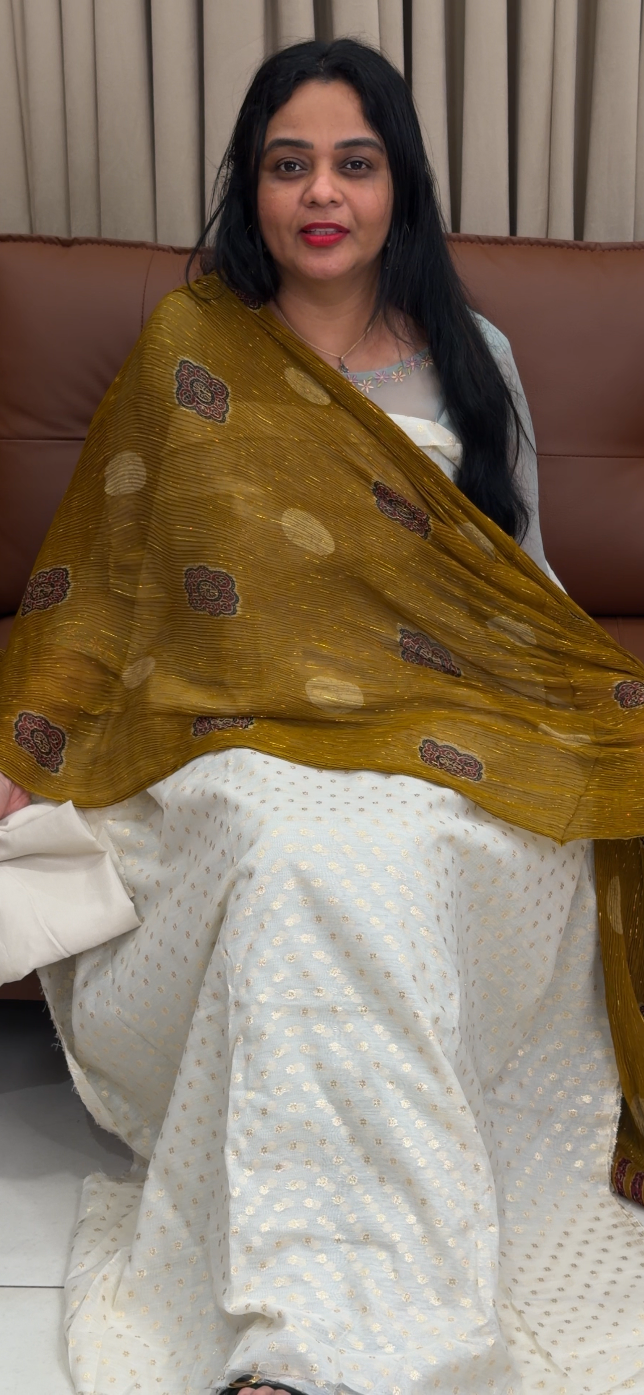 MUL CHANDERI UNSTITCHED SALWAR SUITS - IHA 34515