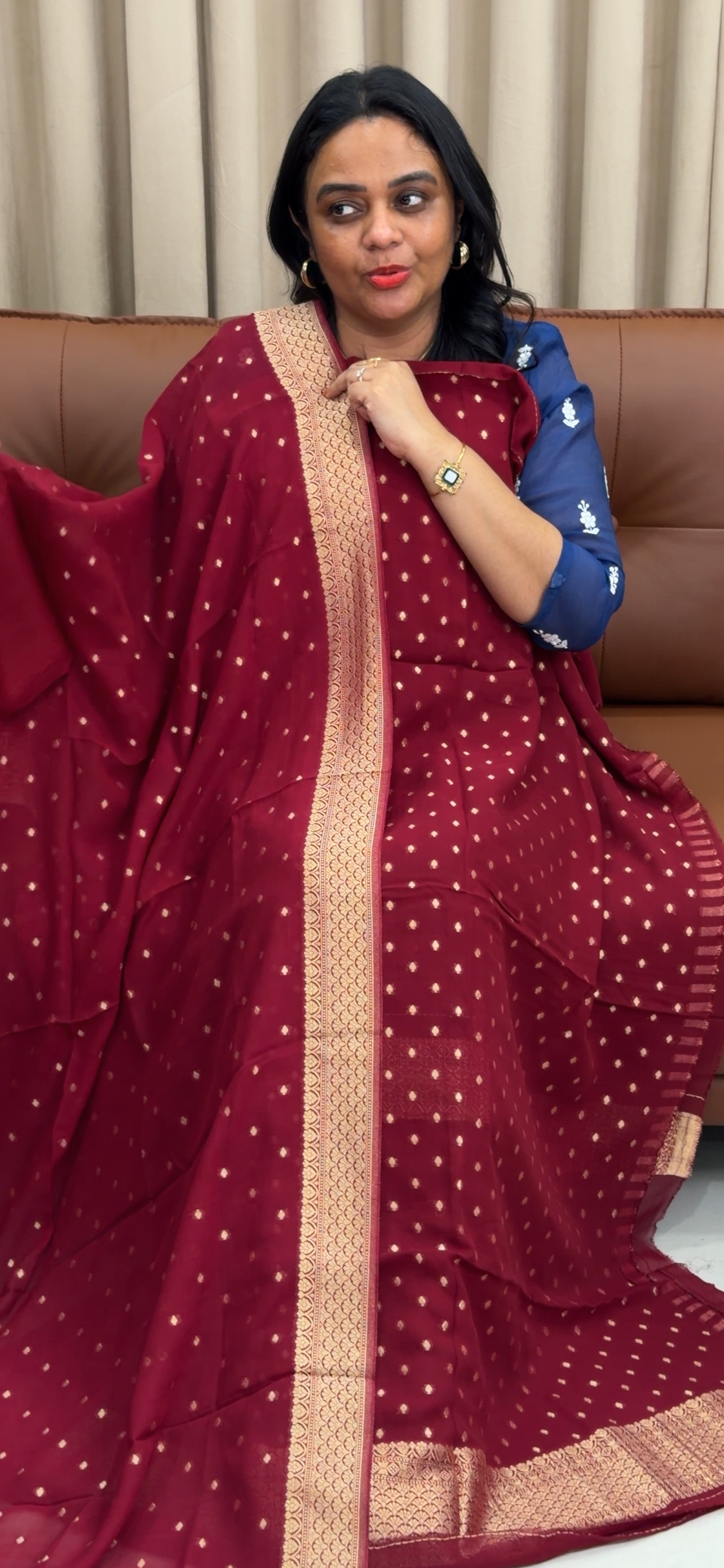 VISCOSE GEORGETTE BANARASI UNSTITCHED SALWAR SUITS - IHA 33555