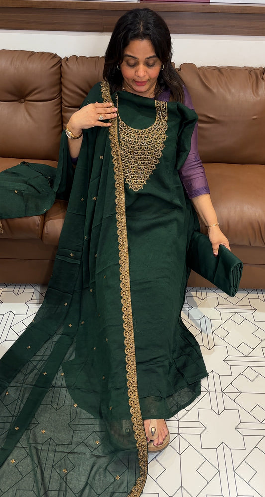 SEMI RAW SILK UNSTITCHED SALWAR SUITS - IHA 27153