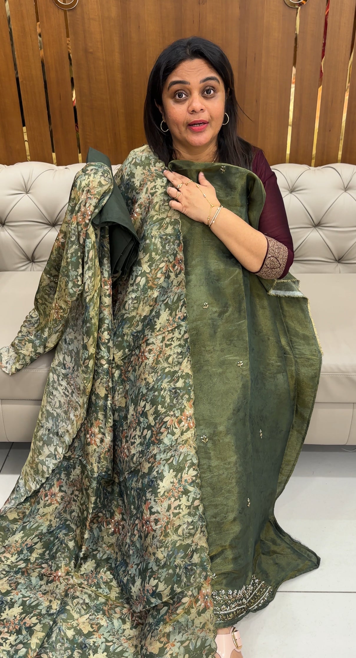 HANDWORKED TISSUE UNSTITCHED SALWAR SUITS - IHA 26772