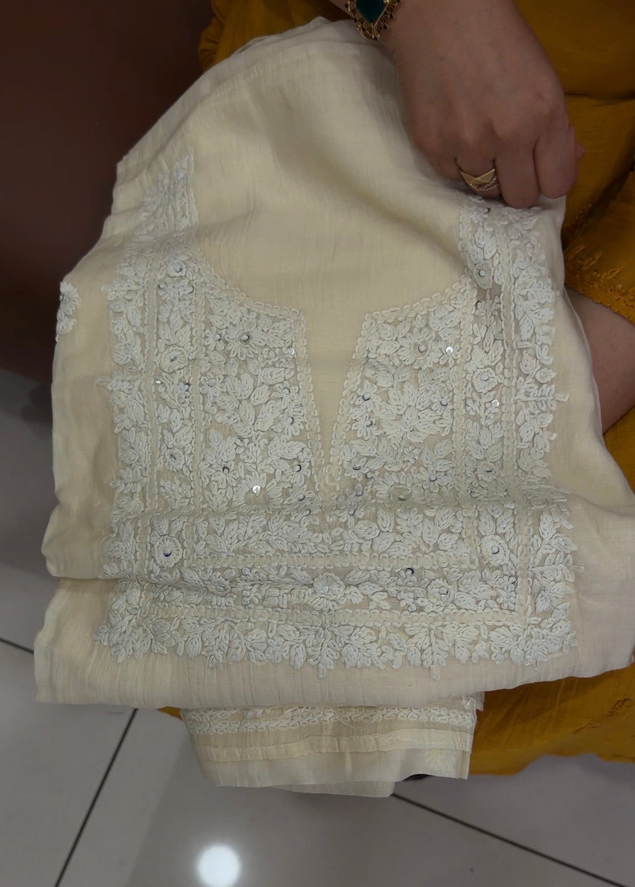 LUCKNOWI CHIKANKARI UNSTITCHED SALWAR SUITS - IHA 34724