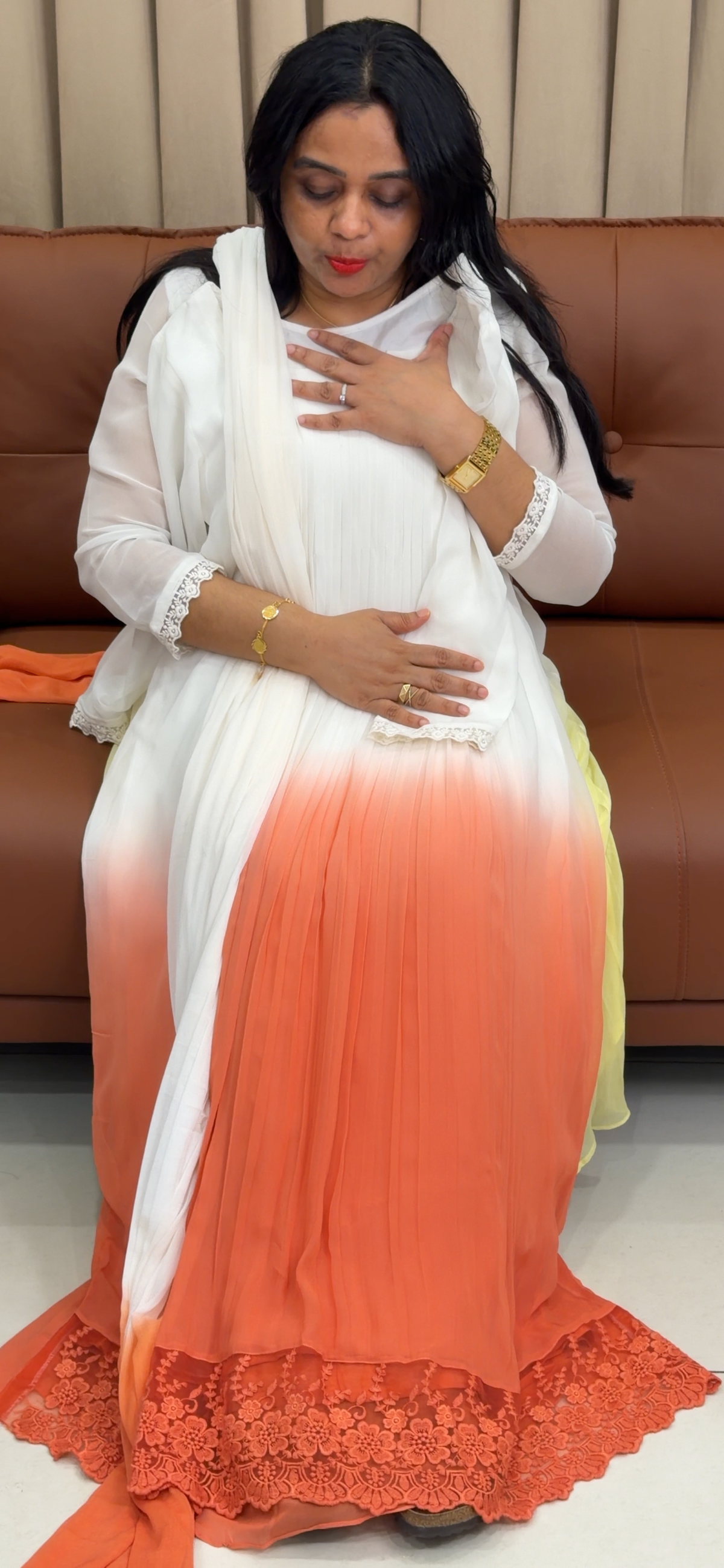 IHA'S IN-HOUSE VISCOSE GEORGETTE ALINE TOP AND DUPATTA -  IHA 35857