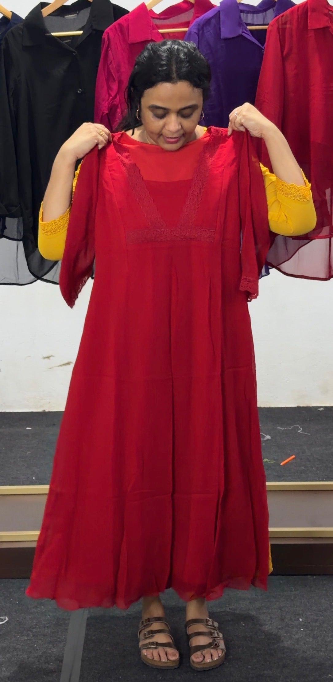 IHA'S IN-HOUSE FAUX GEORGETTE ALINE TOPS - IHA 36057