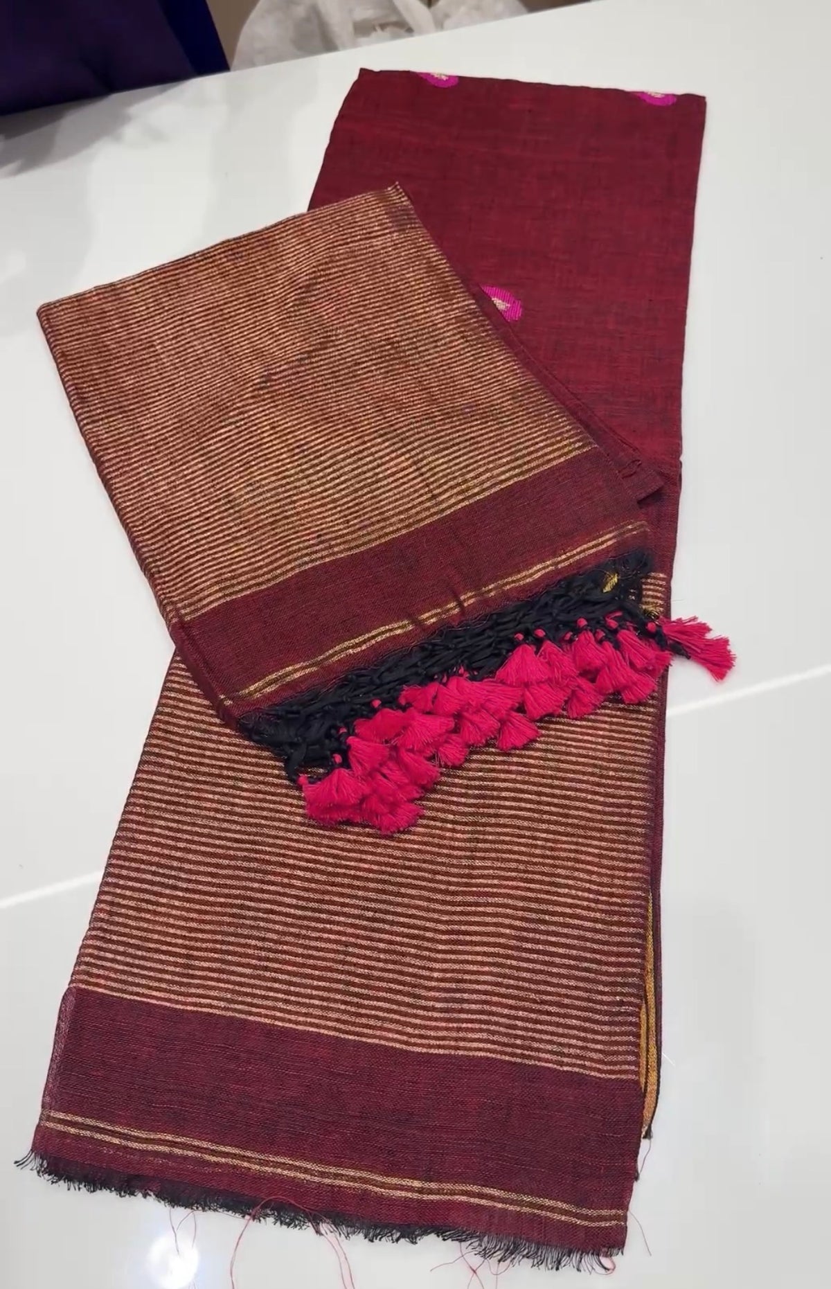 HANDLOOM LINEN TOP AND DUPATTA MATERIAL - IHA 35425