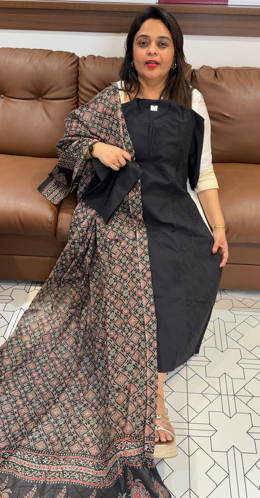 COTTON TOP, BOTTOM AND DUPATTA - IHA 24283