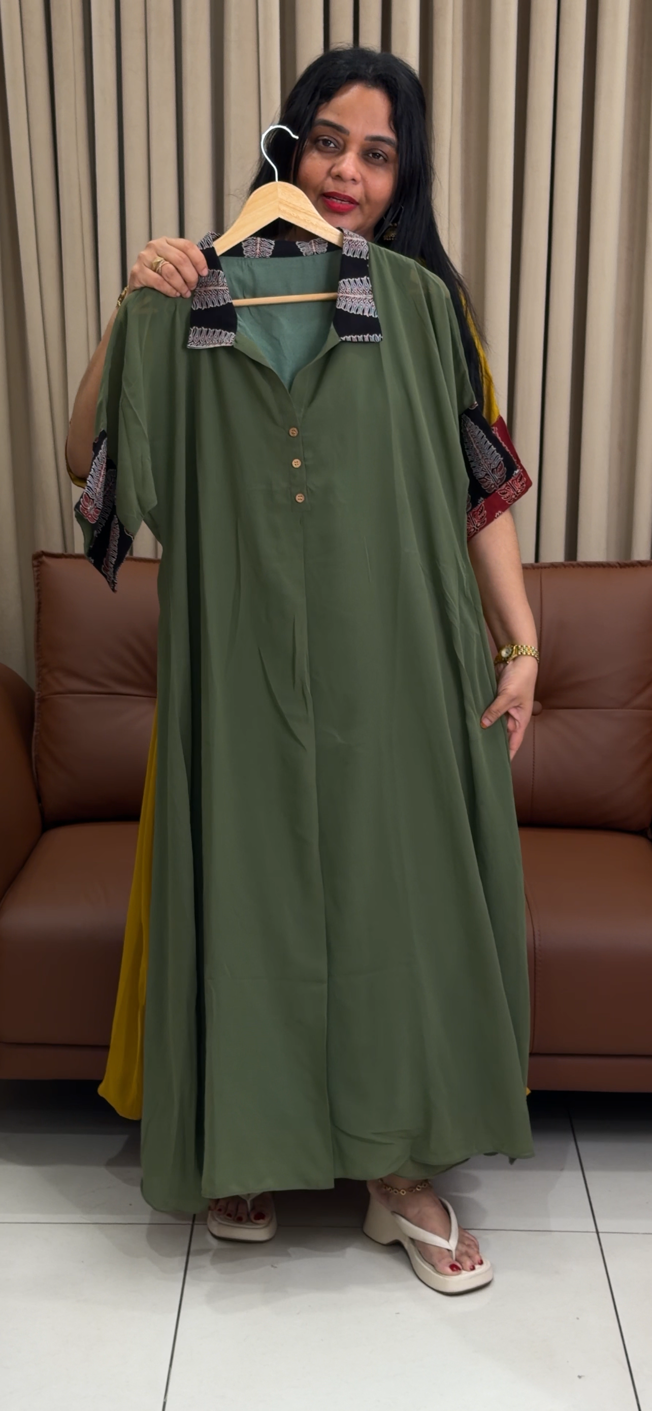 IHA'S IN-HOUSE FAUX GEORGETTE KAFTAN TOPS - IHA 34521