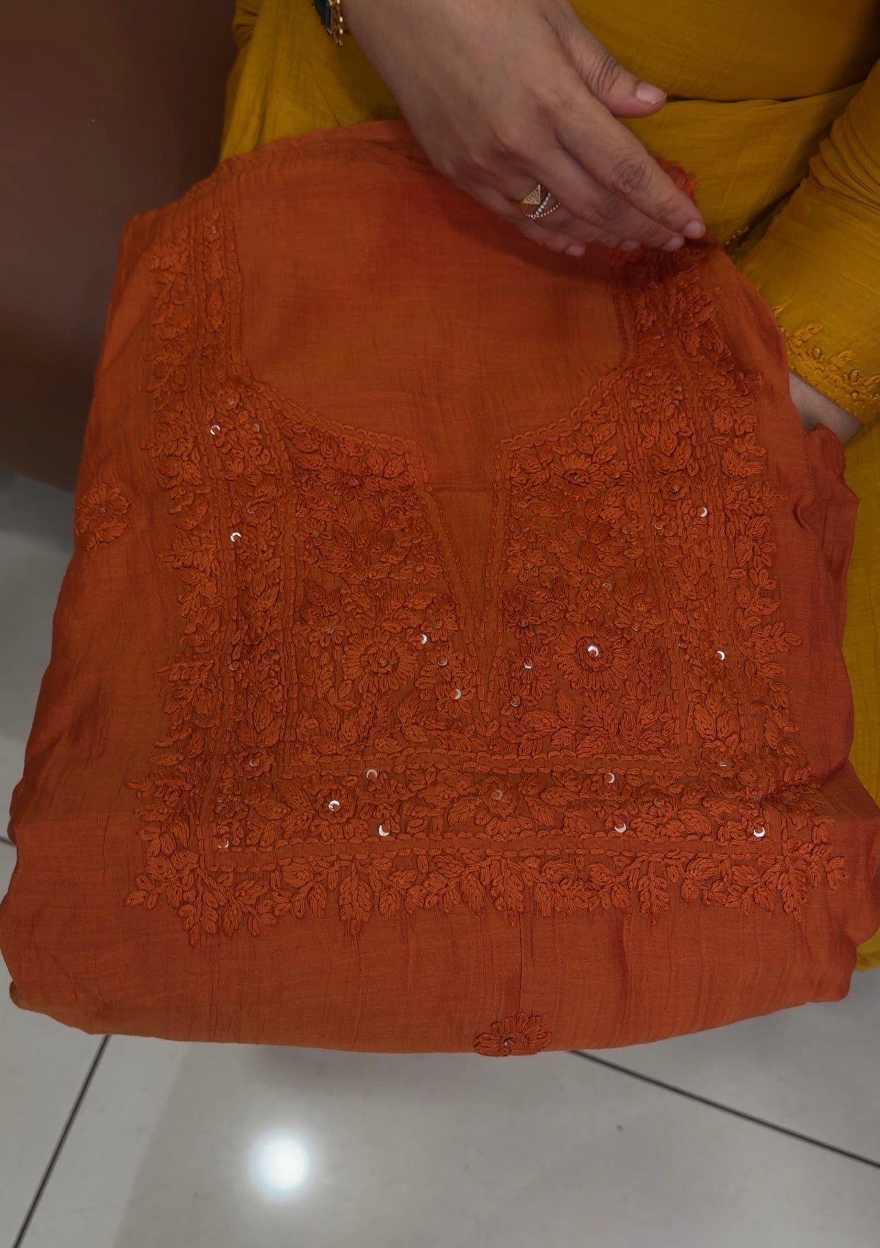 LUCKNOWI CHIKANKARI UNSTITCHED SALWAR SUITS - IHA 34724