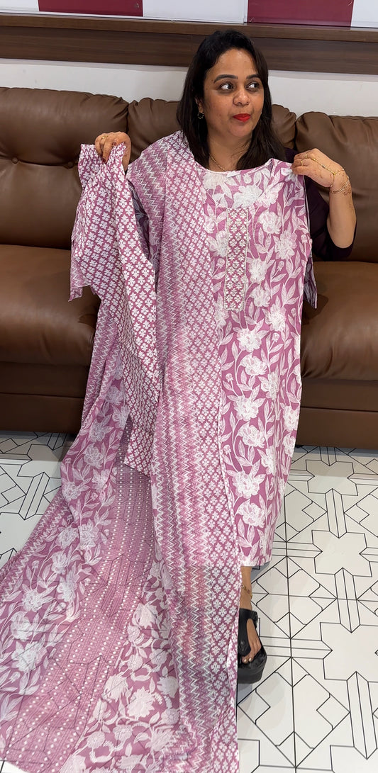 LONG SLITTED TOP BOTTOM AND DUPATTA - IHA 25180