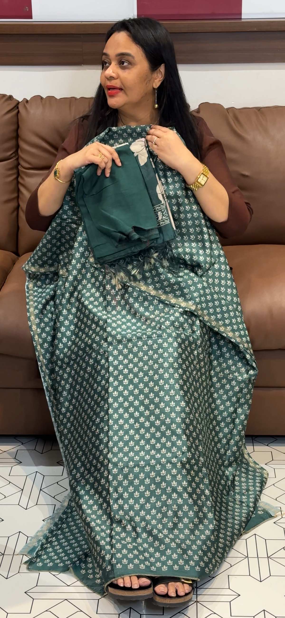 MAHESWARI SILK PRINTED UNSTITCHED SALWAR SUITS - IHA 35558