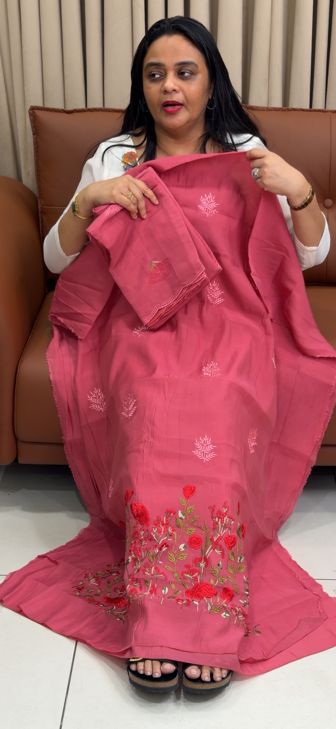 MALAI CHANDERI UNSTITCHED SALWAR SUITS - IHA 34892