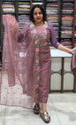 SILK CHANDERI UNSTITCHED SALWAR SUITS - IHA 18844