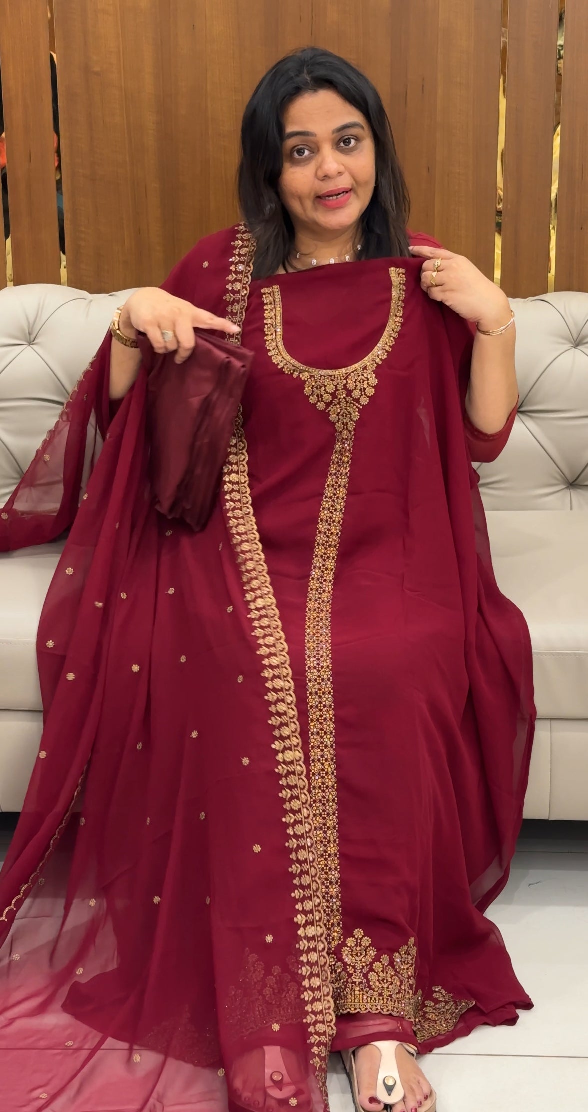 FORWARD HAND WORKED GEORGETTE UNSTITCHED SALWAR SUITS - IHA 28687