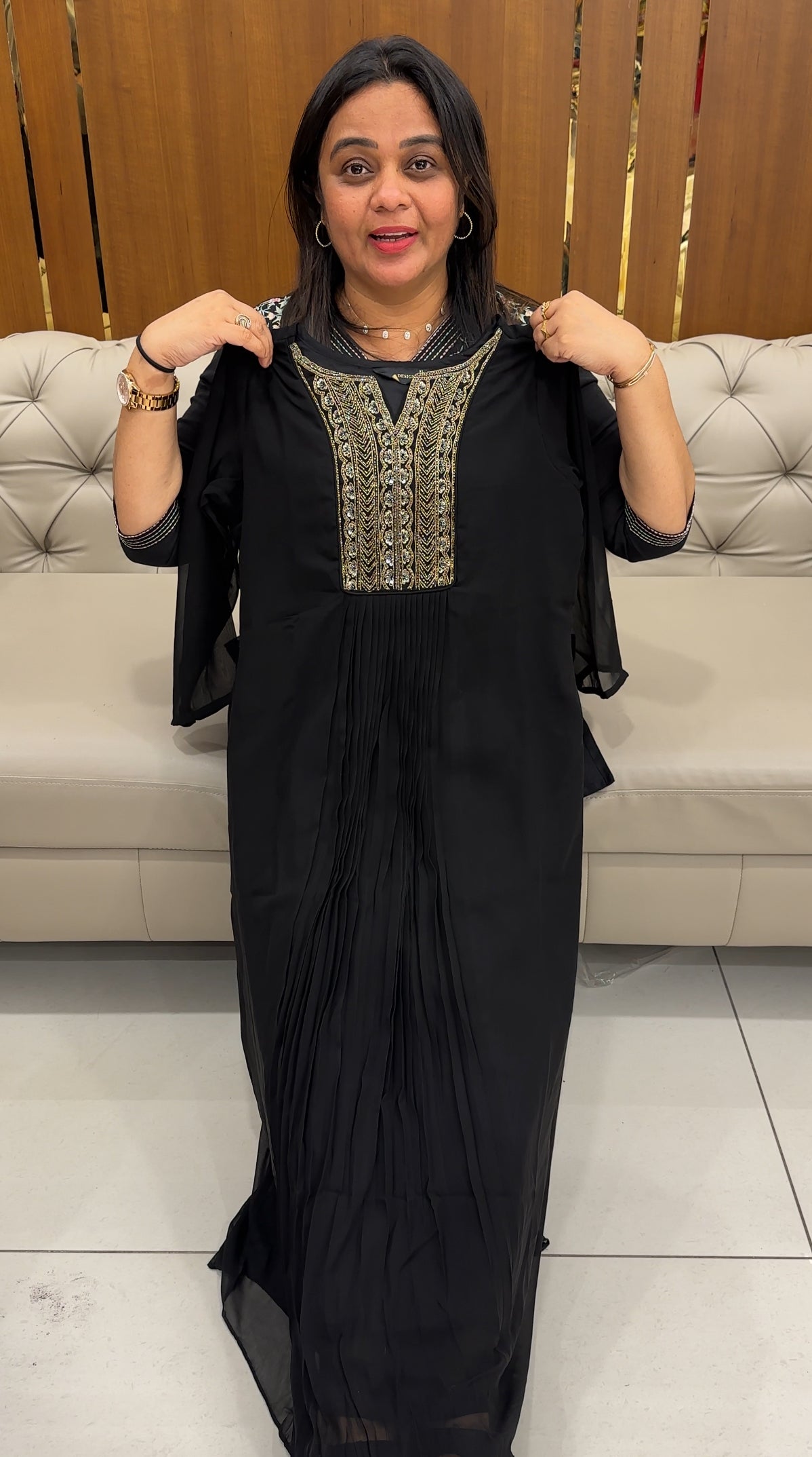 FAUX GEORGETTE LONG TOPS - IHA 28318