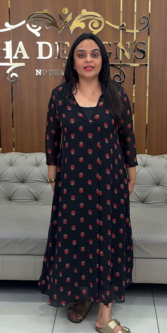 IHA'S IN-HOUSE GEORGETTE PRINTED ALINE TOPS -32366