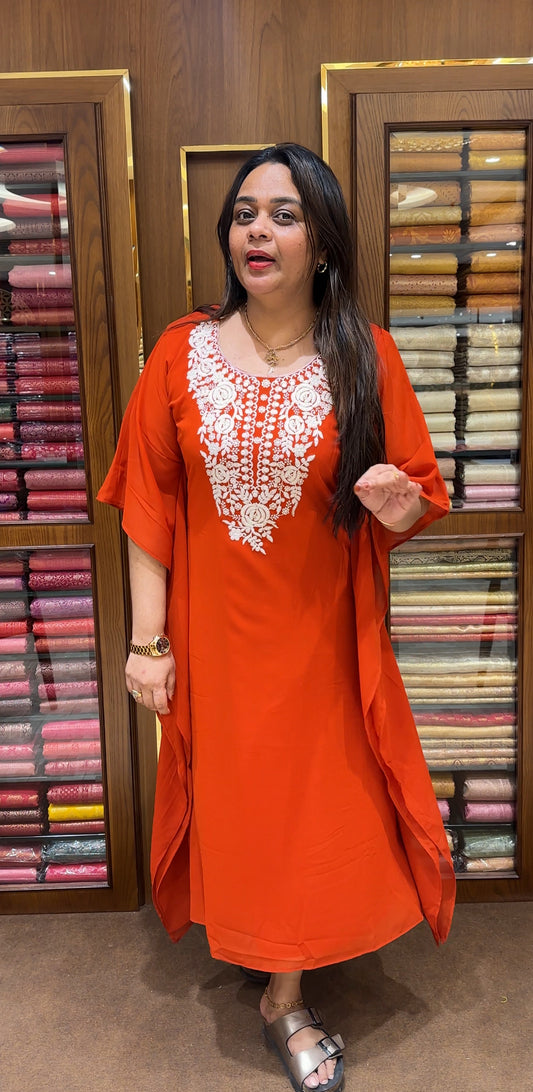 FORWARD LUCKNOWI CHIKANKARI KAFTAN TOPS - IHA 22331