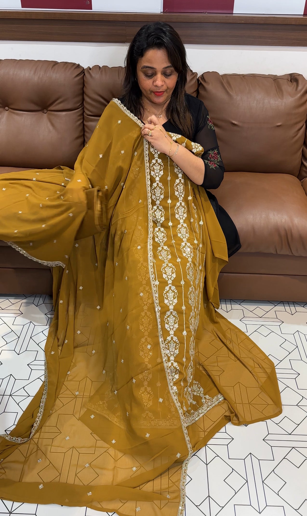 FAUX GEORGETTE UNSTITCHED SALWWAR SUITS - IHA 24863