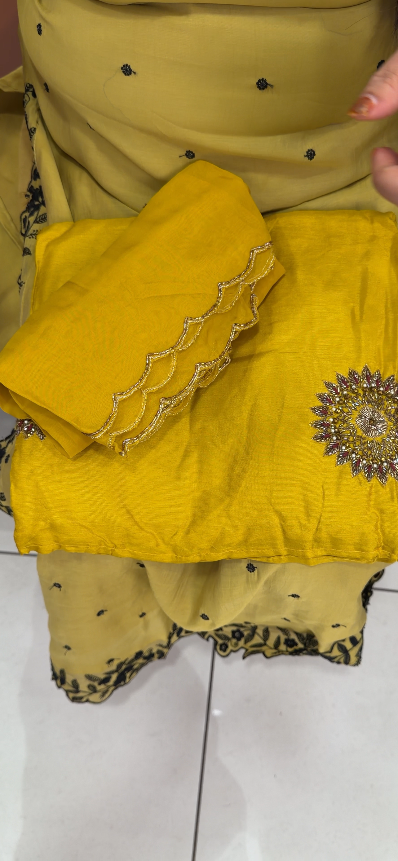 HANDWORKED UNSTITCHED SALWAR SUITS - IHA 33554
