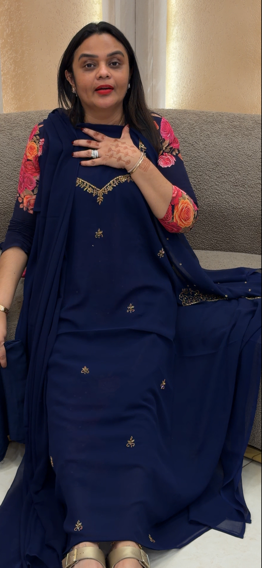 FAUX GEORGETTE UNSTITCHED SALWAR SUITS - IHA 31826