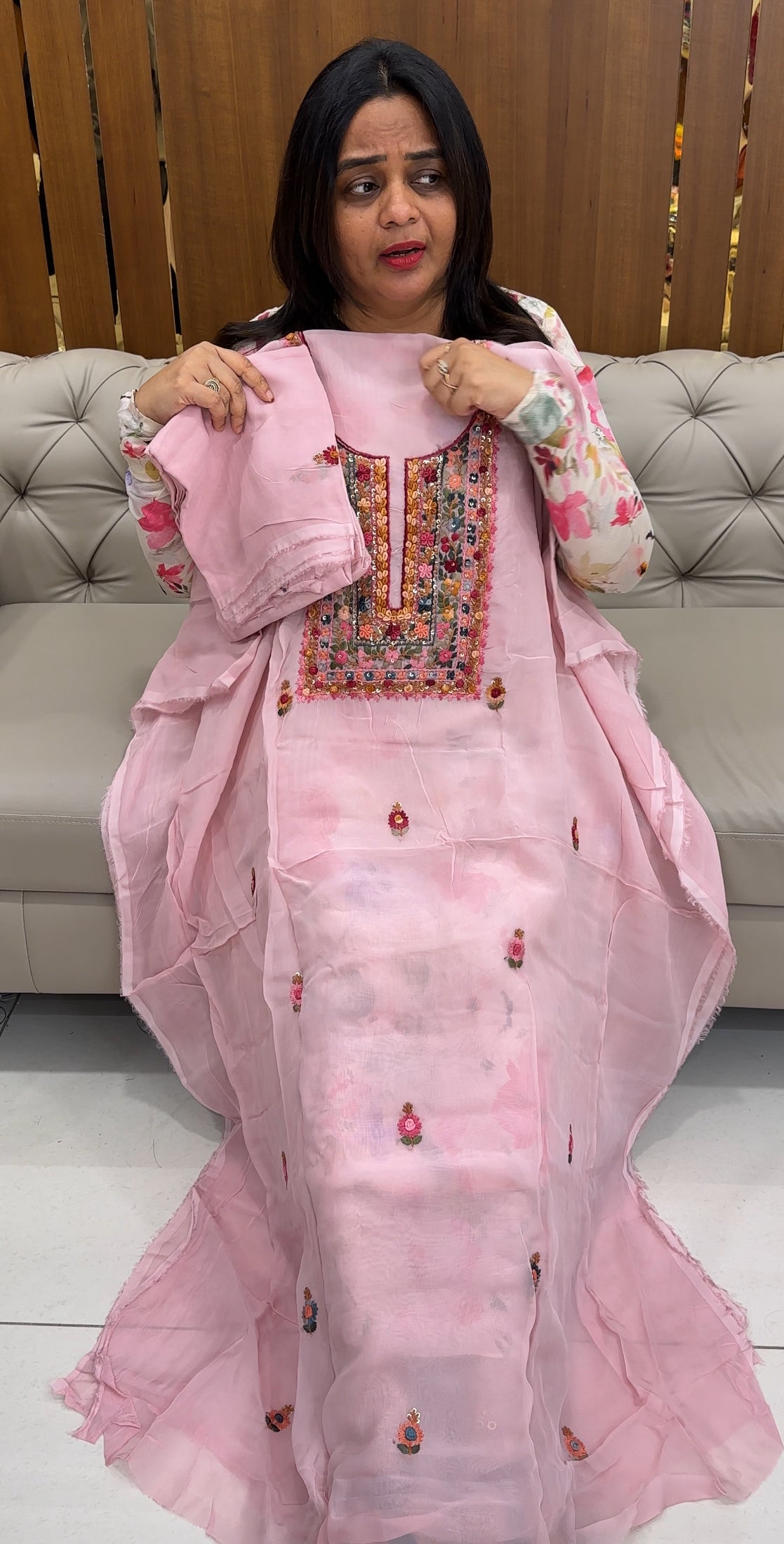 VISCOSE ORGANZA UNSTITCHED SALWAR SUITS - IHA 26349