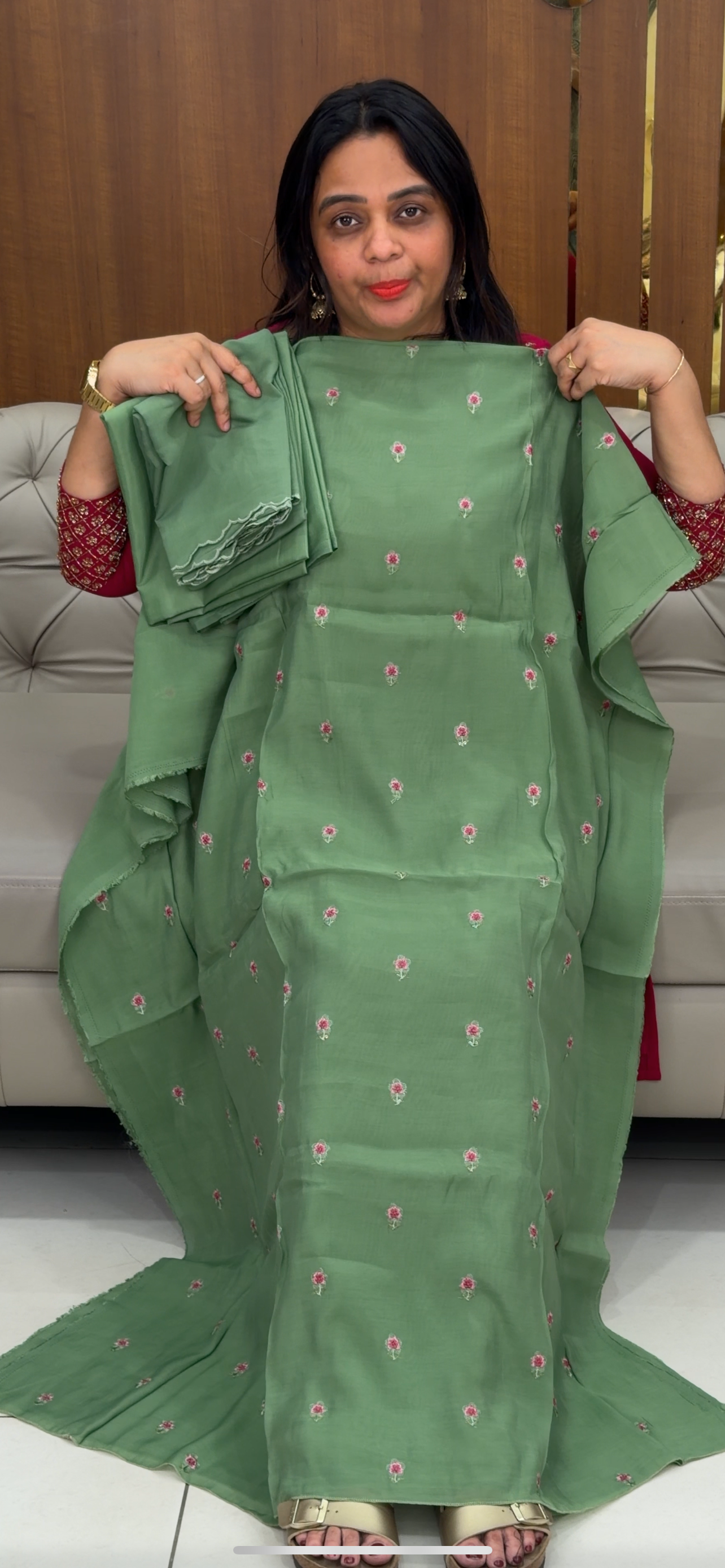 MUL CHANDERI UNSTITCHED SALWAR SUITS - IHA 29837